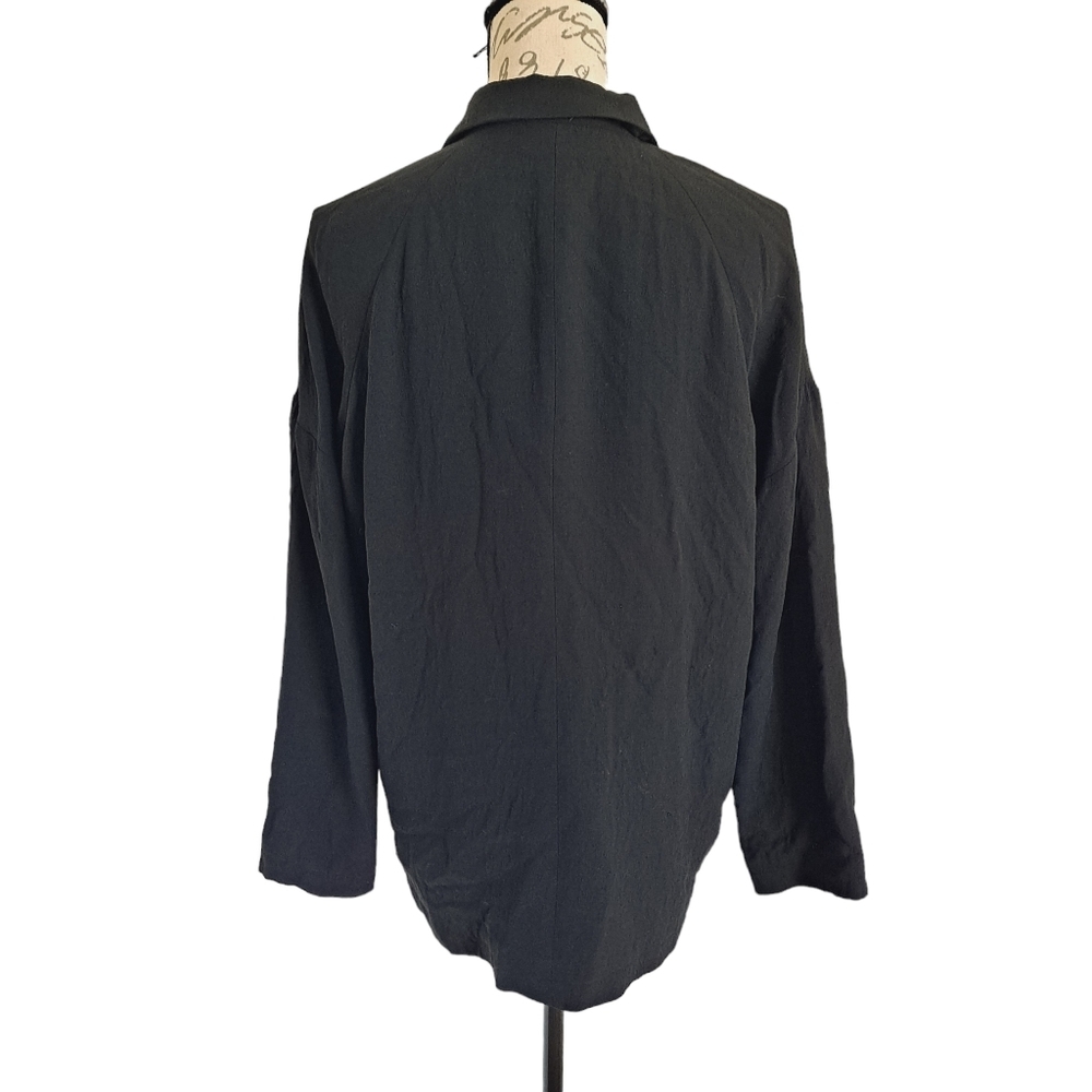 SOLD Eileen Fisher 100% silk black blazer Lagenlook oversized crepe jacket SP - Picture 14 of 15